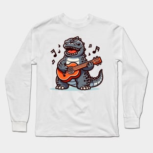 Godzilla playing a guitar Long Sleeve T-Shirt